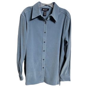 Denim & Co Blue Button Up Shirt Style  Sz M NWT QVC